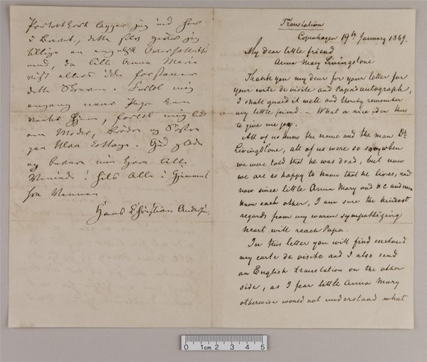 Brev fra H.C. Andersen til Mary Livingstone (19/01-1869)